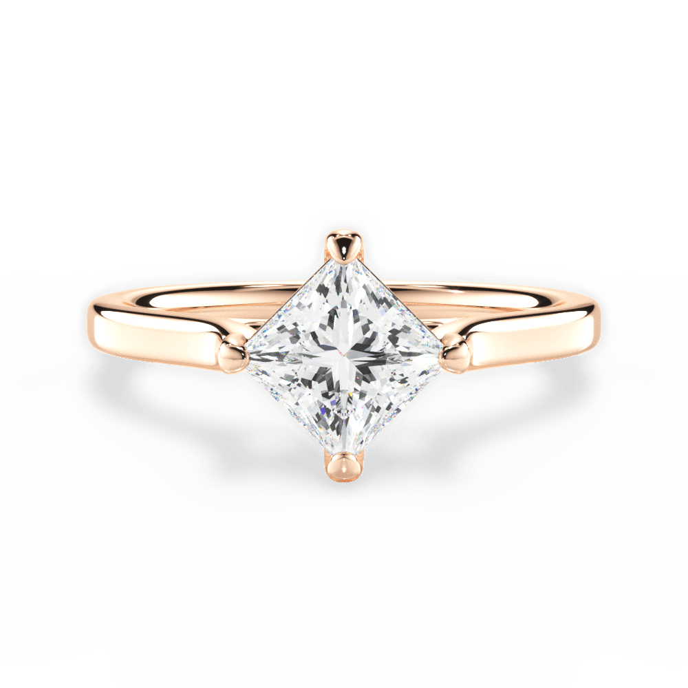 Bernadette Princess Cut Lab Grown Diamond 18Kt Rose Gold Engagement Ring