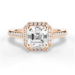 Jenny Asscher Cut Lab Grown Diamond 18Kt Rose Gold Engagement Ring