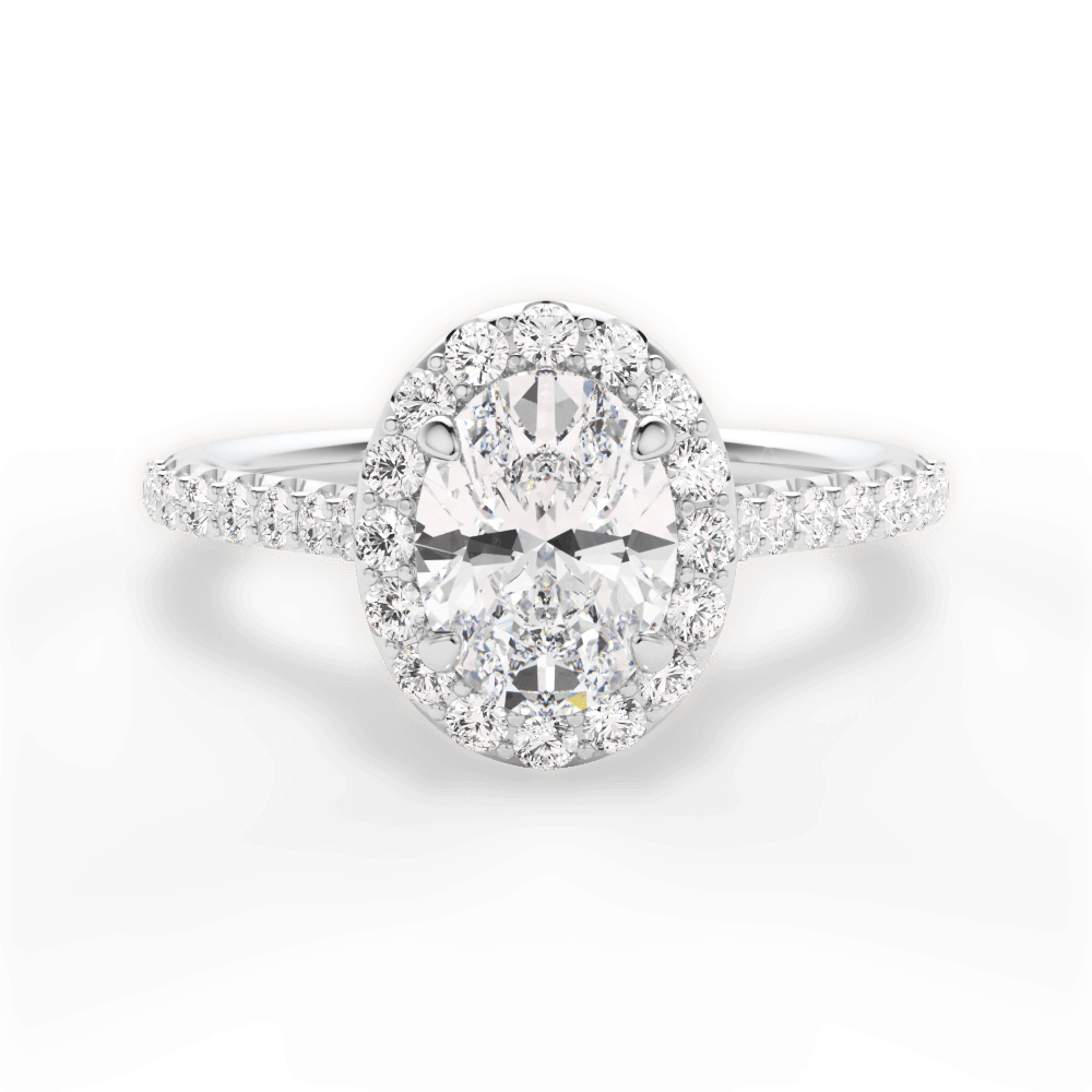 Leah Oval Cut Lab Grown Diamond 18Kt White Gold Engagement Ring