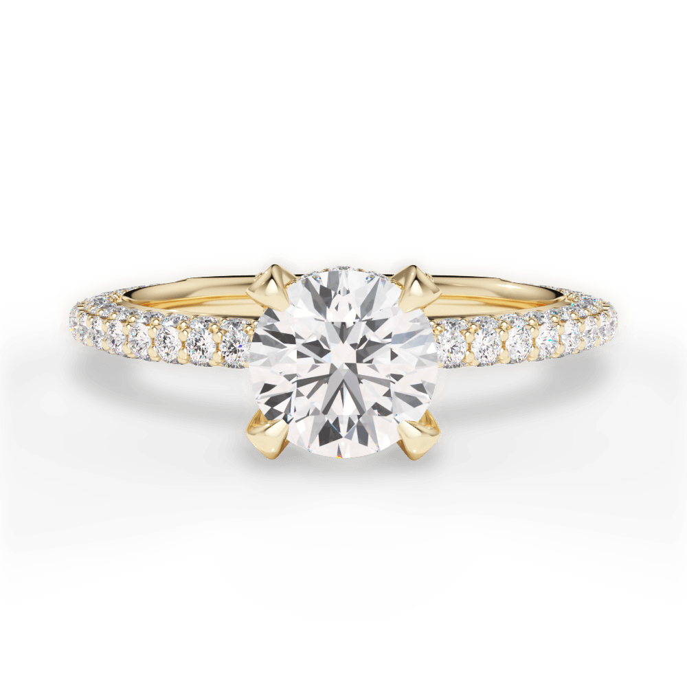 Madeline Round Cut Lab Grown Diamond 18Kt Yellow Gold Engagement Ring