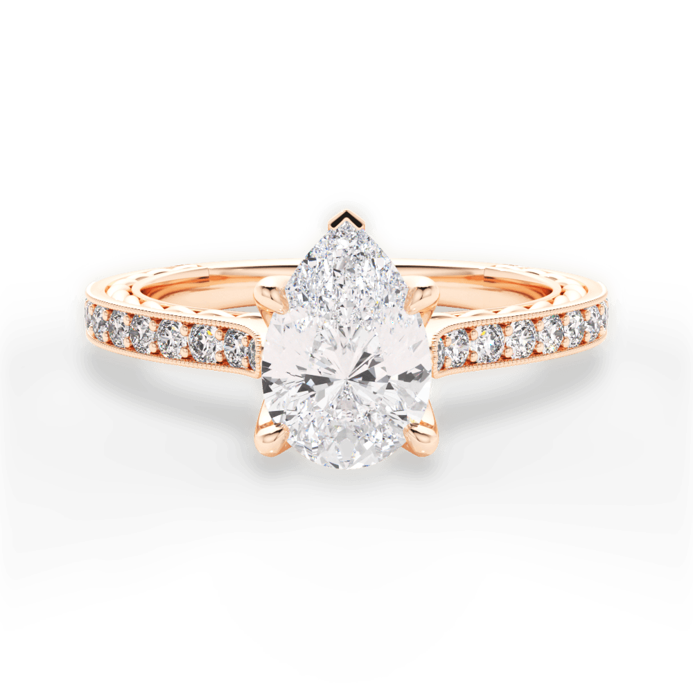 Gilda Pear Cut Lab Grown Diamond 18Kt Rose Gold Engagement Ring
