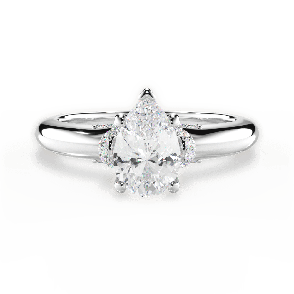 Florence Pear Cut Lab Grown Diamond 14Kt White Gold Engagement Ring