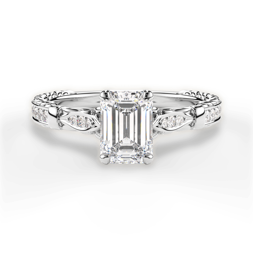 Gabriela Emerald Cut Lab Grown Diamond Platinum Engagement Ring