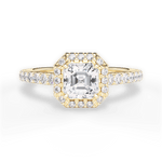 Kathleen Asscher Cut Lab Grown Diamond 18Kt Yellow Gold Engagement Ring
