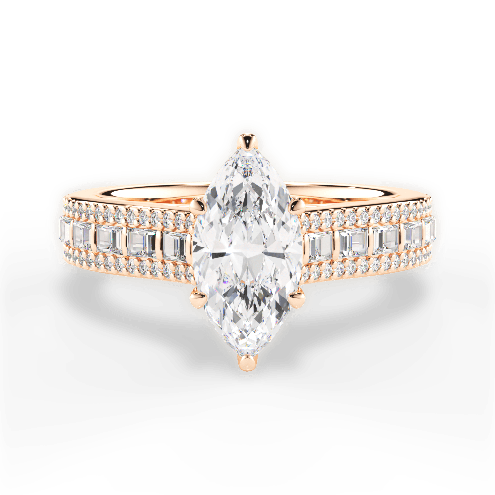 Lynn Marquise Cut Lab Grown Diamond 18Kt Rose Gold Engagement Ring