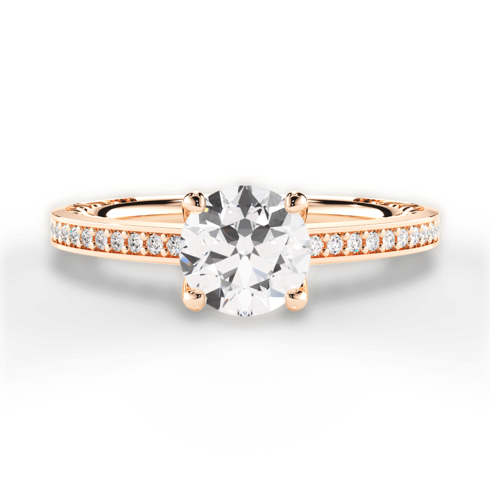 Donna Round Cut Lab Grown Diamond 18Kt Rose Gold Engagement Ring