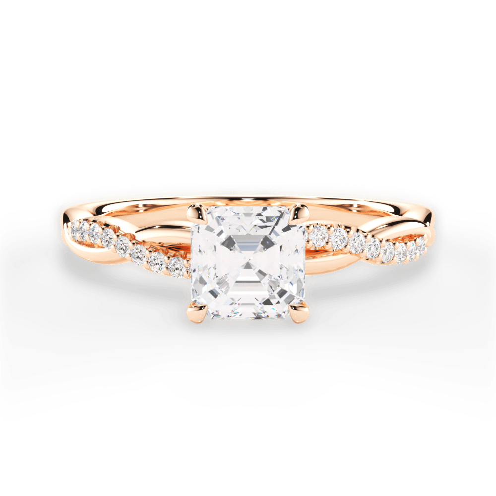 Charlotte Asscher Cut Lab Grown Diamond 18Kt Rose Gold Engagement Ring