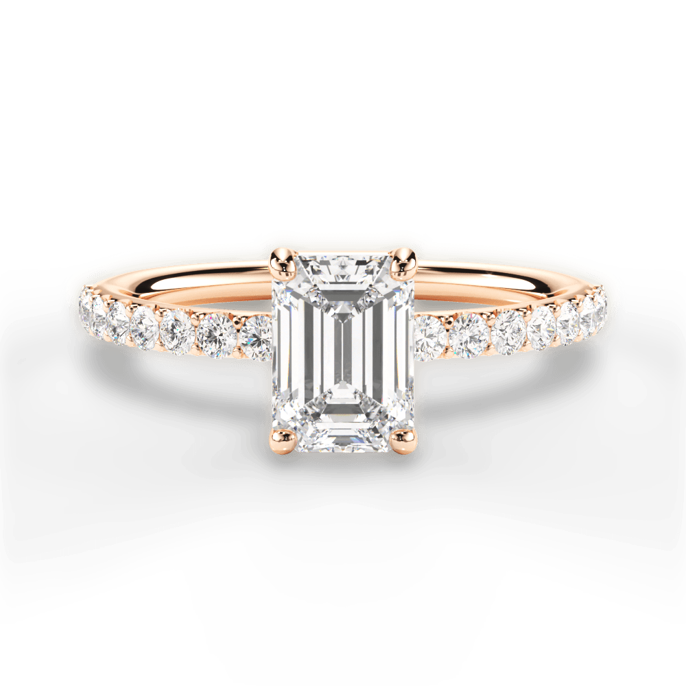 Elsie Emerald Cut Lab Grown Diamond 18Kt Rose Gold Engagement Ring