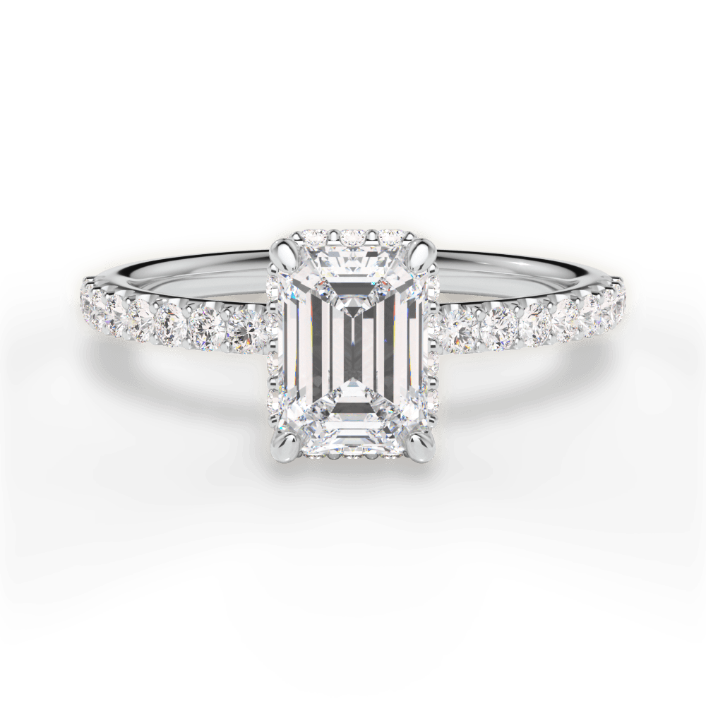 Isabella Emerald Cut Lab Grown Diamond 18Kt White Gold Engagement Ring