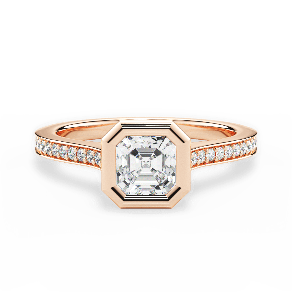 Deanna Asscher Cut Lab Grown Diamond 18Kt Rose Gold Engagement Ring