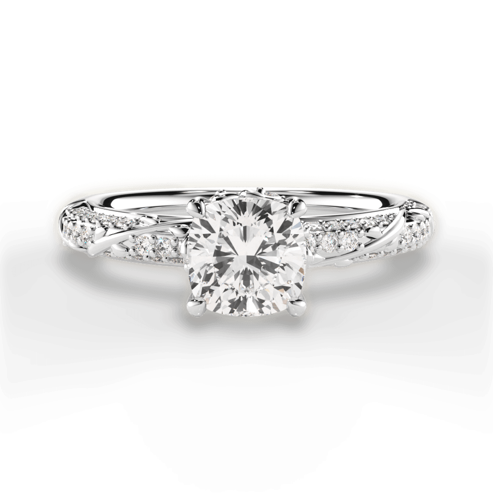 Josephine Cushion Cut Lab Grown Diamond 18Kt White Gold Engagement Ring