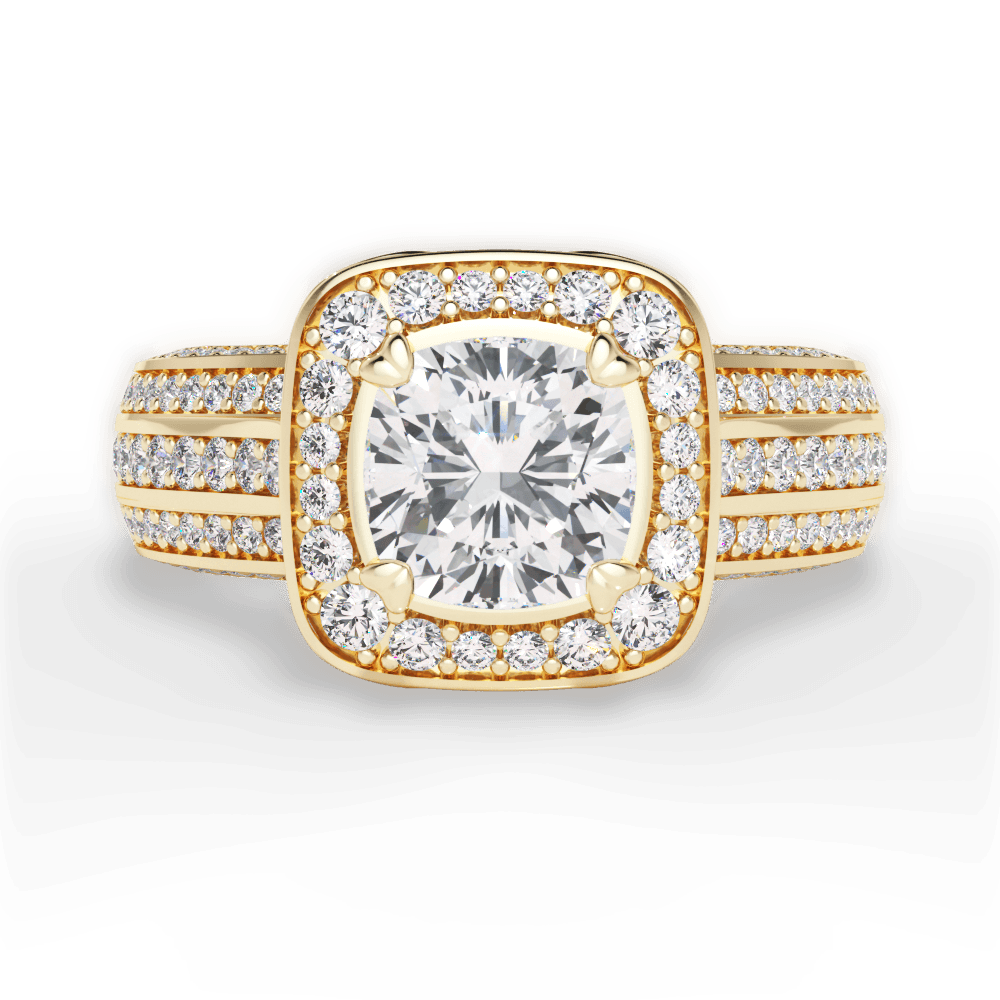 Madison Cushion Cut Lab Grown Diamond 18Kt Yellow Gold Engagement Ring