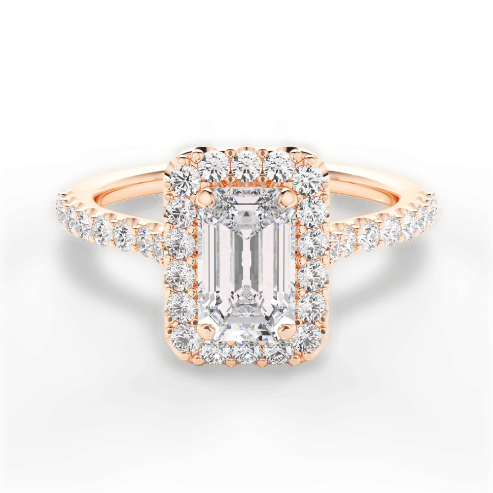 Ingrid Emerald Cut Lab Grown Diamond 18Kt Rose Gold Engagement Ring