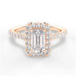 Ingrid Emerald Cut Lab Grown Diamond 18Kt Rose Gold Engagement Ring