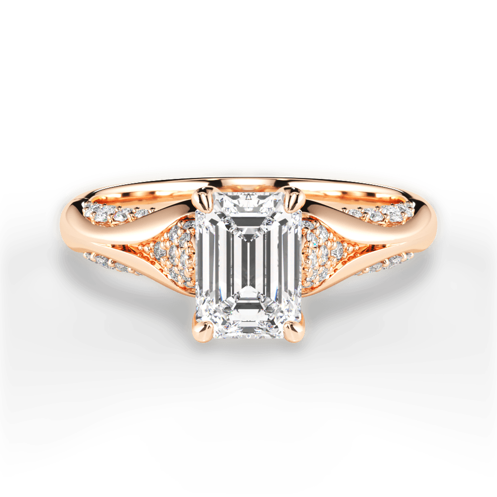 Isabel Emerald Cut Lab Grown Diamond 18Kt Rose Gold Engagement Ring