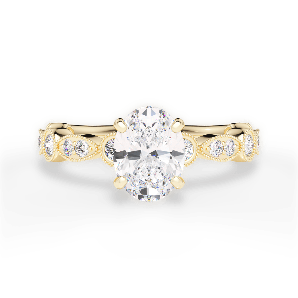 Edith Oval Cut Lab Grown Diamond 18Kt Yellow Gold Engagement Ring
