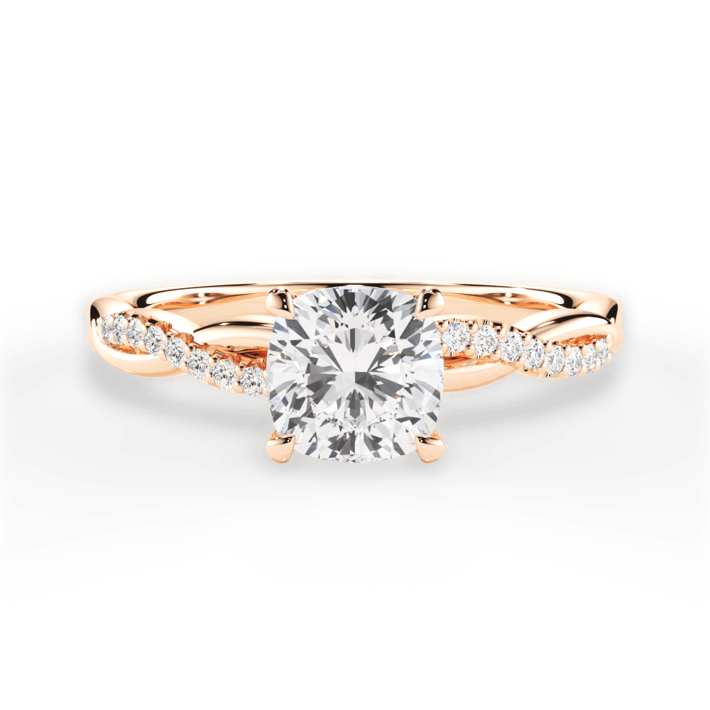 Charlotte Cushion Cut Lab Grown Diamond 18Kt Rose Gold Engagement Ring