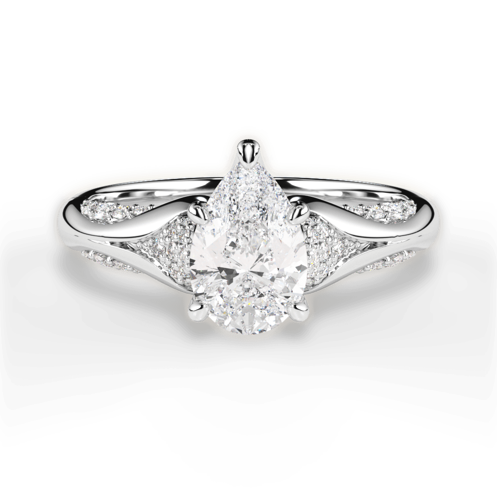 Isabel Pear Cut Lab Grown Diamond 18Kt White Gold Engagement Ring