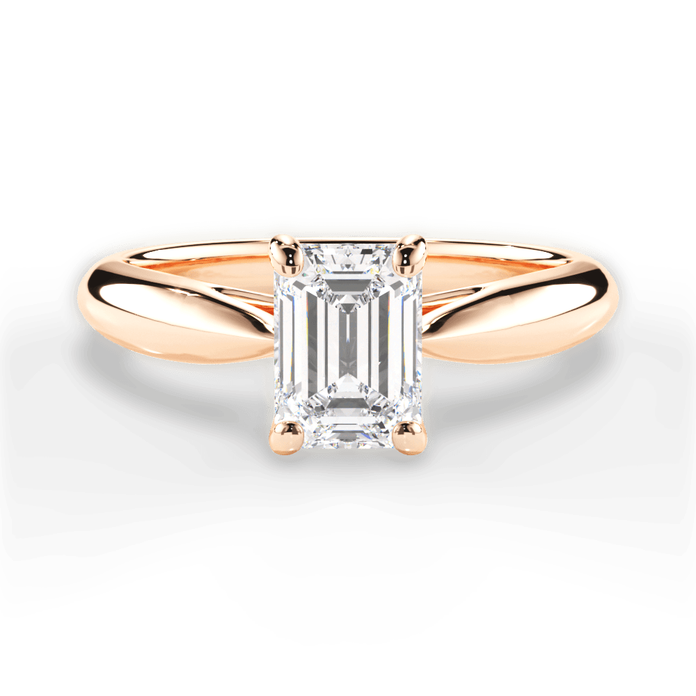 Colleen Emerald Cut Lab Grown Diamond 18Kt Rose Gold Engagement Ring