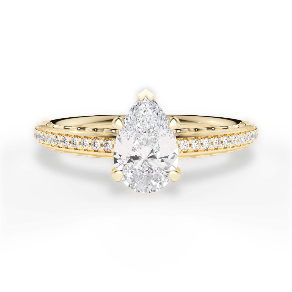 Caroline Pear Cut Lab Grown Diamond 18Kt Yellow Gold Engagement Ring