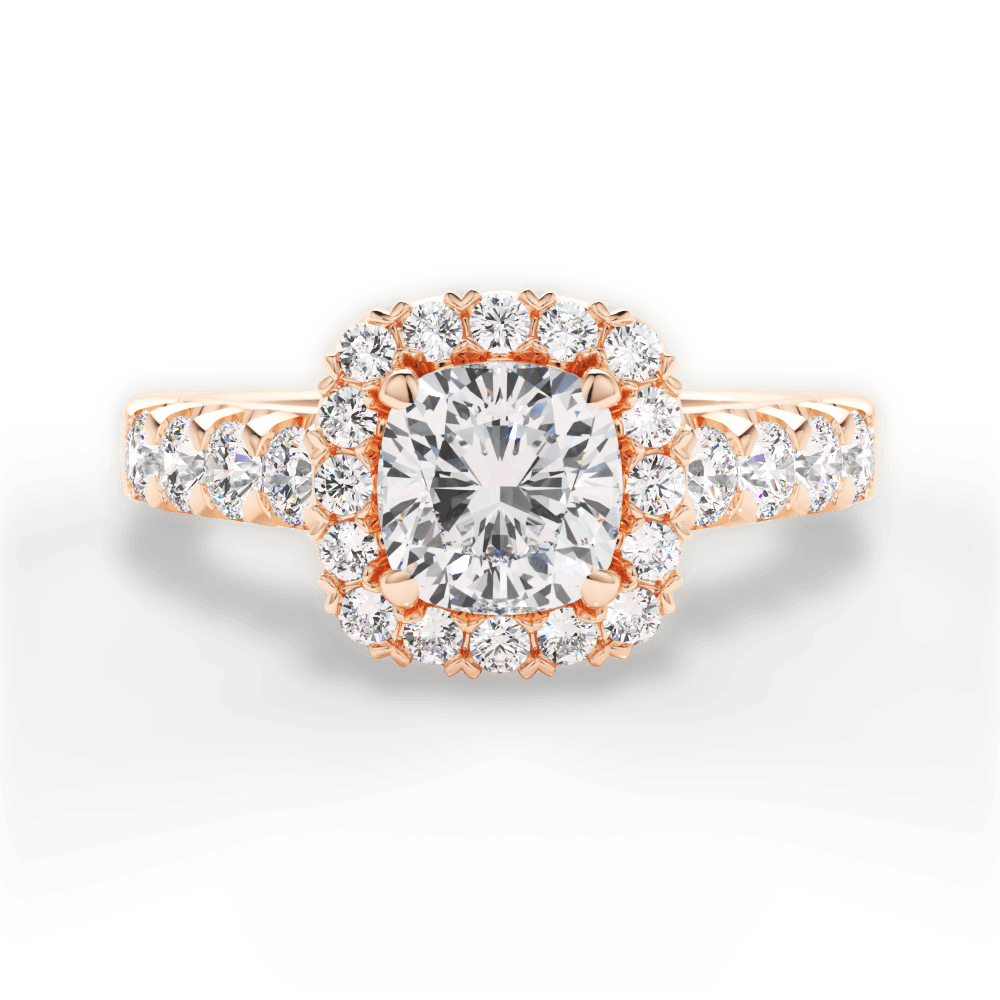 Lydia Cushion Cut Lab Grown Diamond 18Kt Rose Gold Engagement Ring