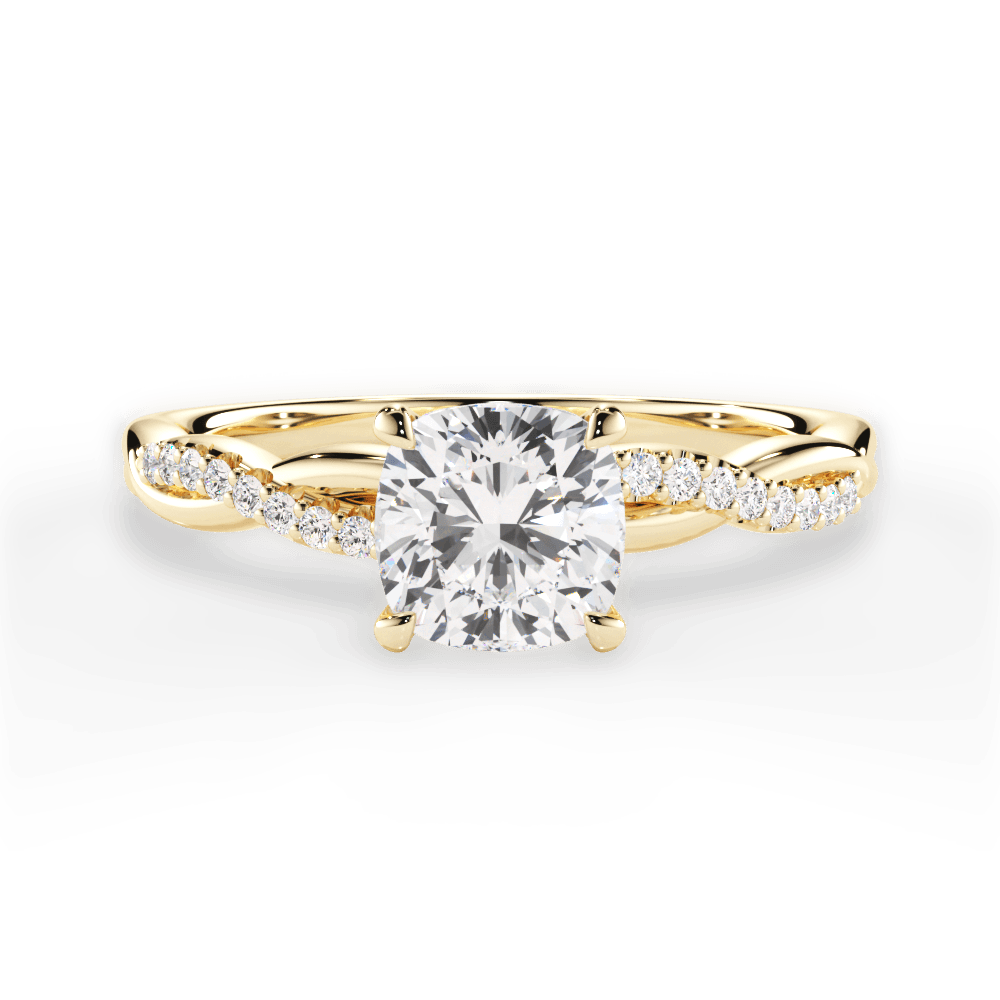 Charlotte Cushion Cut Lab Grown Diamond 18Kt Yellow Gold Engagement Ring
