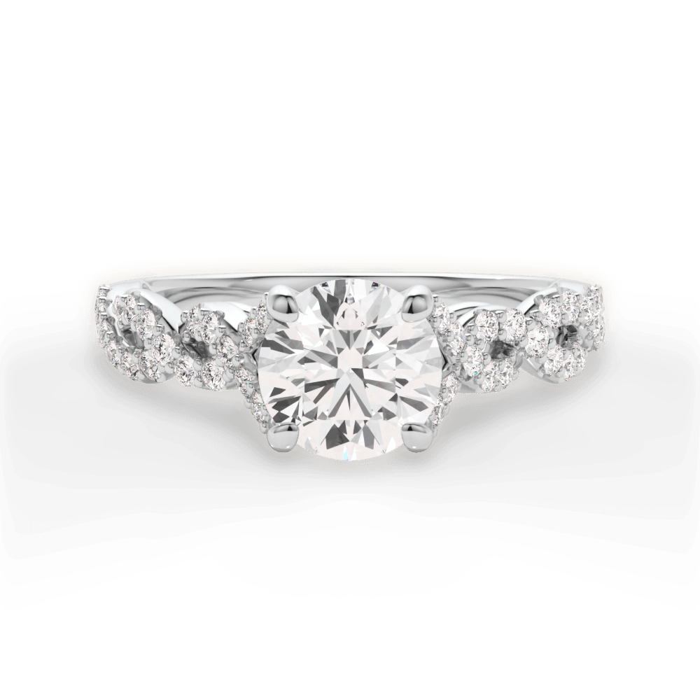 Justine Round Cut Lab Grown Diamond Platinum Engagement Ring