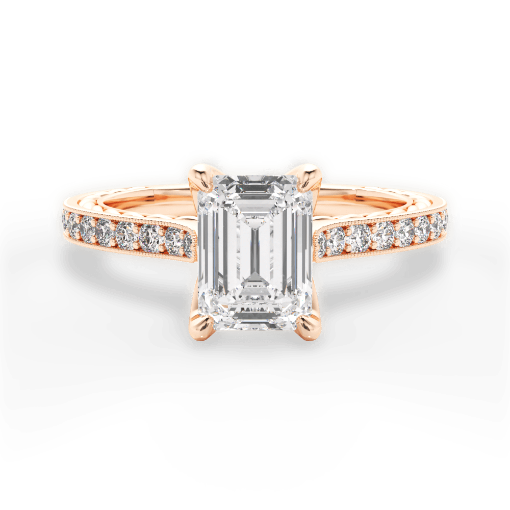 Gilda Emerald Cut Lab Grown Diamond 18Kt Rose Gold Engagement Ring