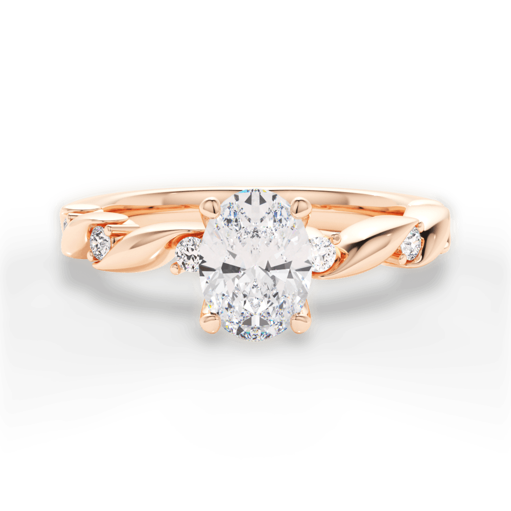 Emma Oval Cut Lab Grown Diamond 18Kt Rose Gold Engagement Ring