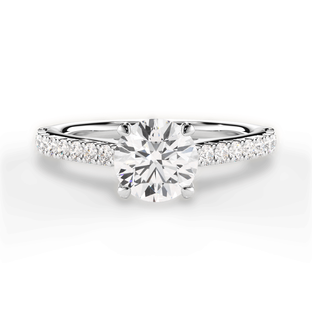 Frances Round Cut Lab Grown Diamond 14Kt White Gold Engagement Ring