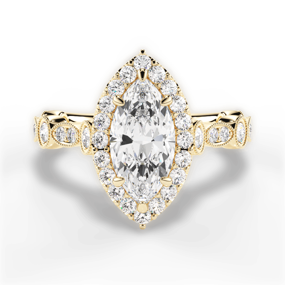 Irene Marquise Cut Lab Grown Diamond 18Kt Yellow Gold Engagement Ring