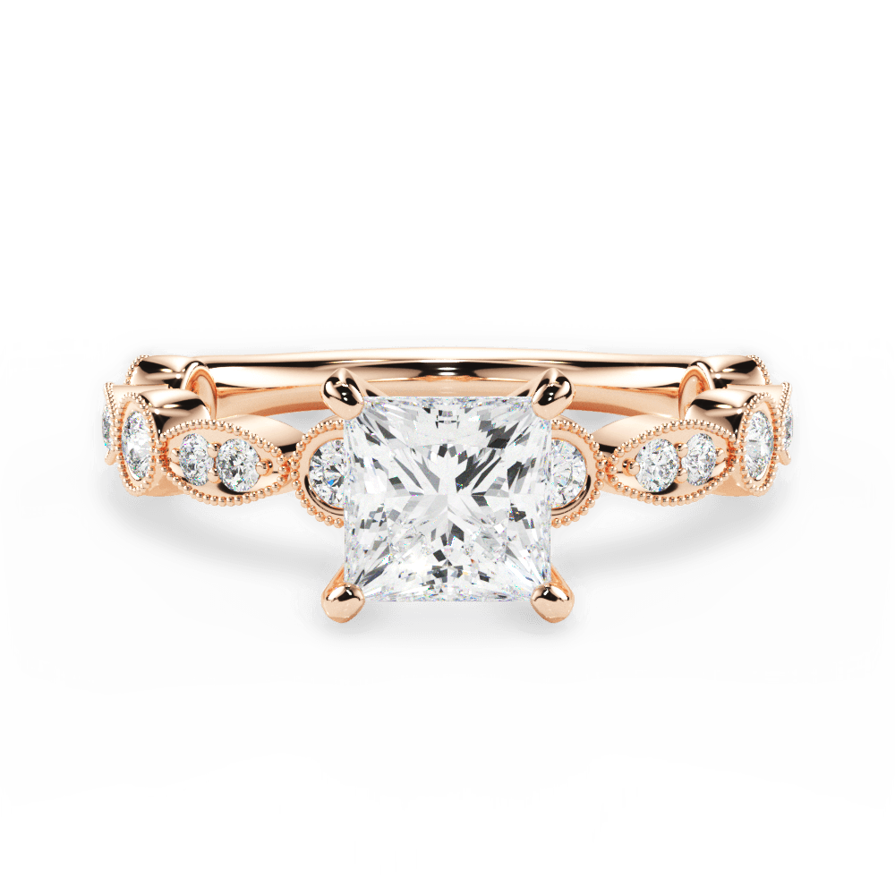 Edith Princess Cut Lab Grown Diamond 18Kt Rose Gold Engagement Ring