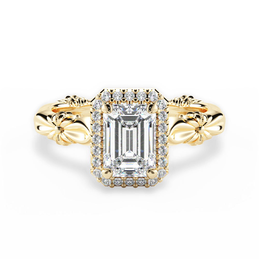 Erica Emerald Cut Lab Grown Diamond 18Kt Yellow Gold Engagement Ring