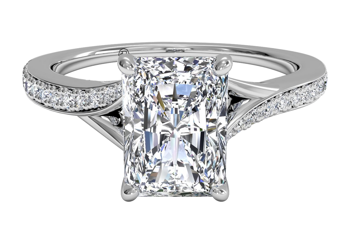 Elise Radiant Cut Lab Grown Diamond 18Kt White Gold Engagement Ring
