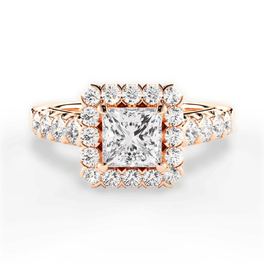 Lacey Princess Cut Lab Grown Diamond 18Kt Rose Gold Engagement Ring