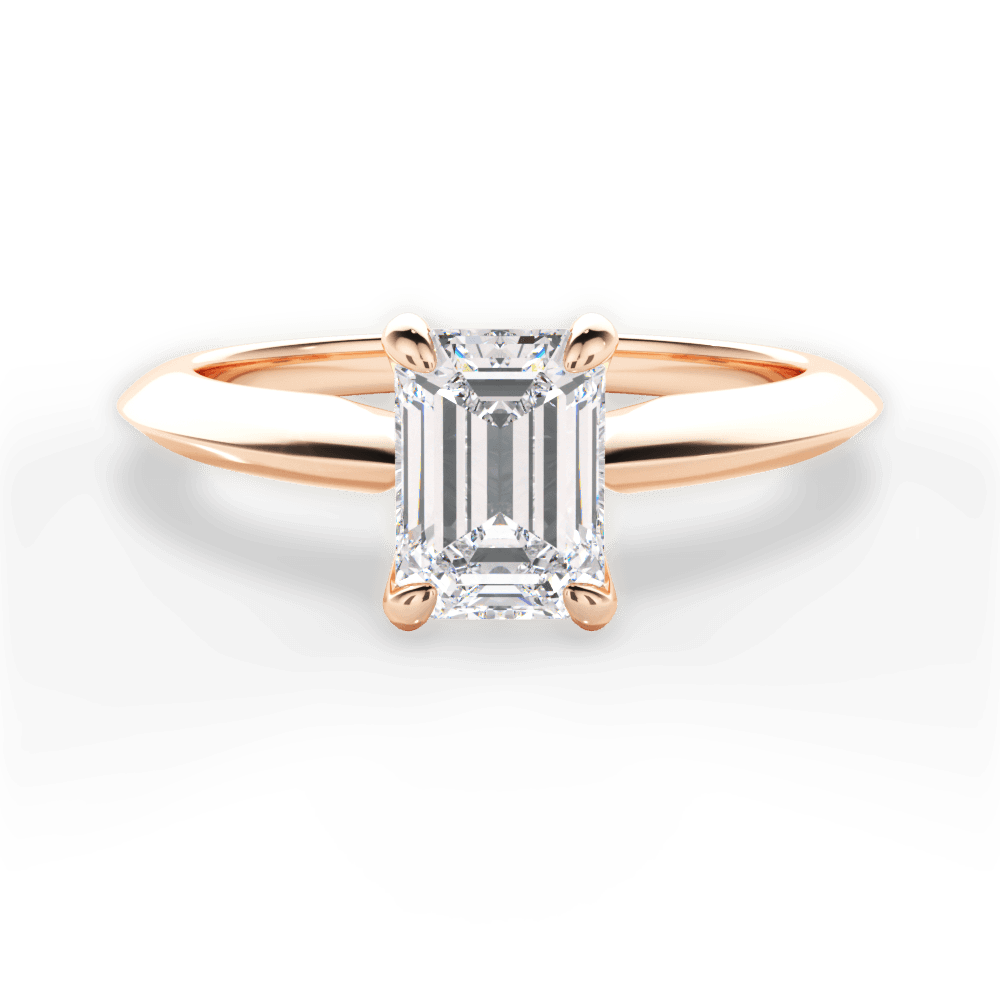 Diana Emerald Cut Lab Grown Diamond 18Kt Rose Gold Engagement Ring