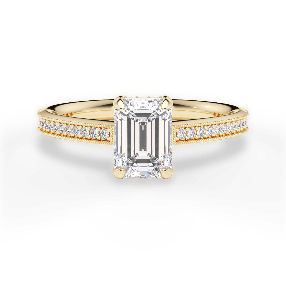 Janet Emerald Cut Lab Grown Diamond 18Kt Yellow Gold Engagement Ring