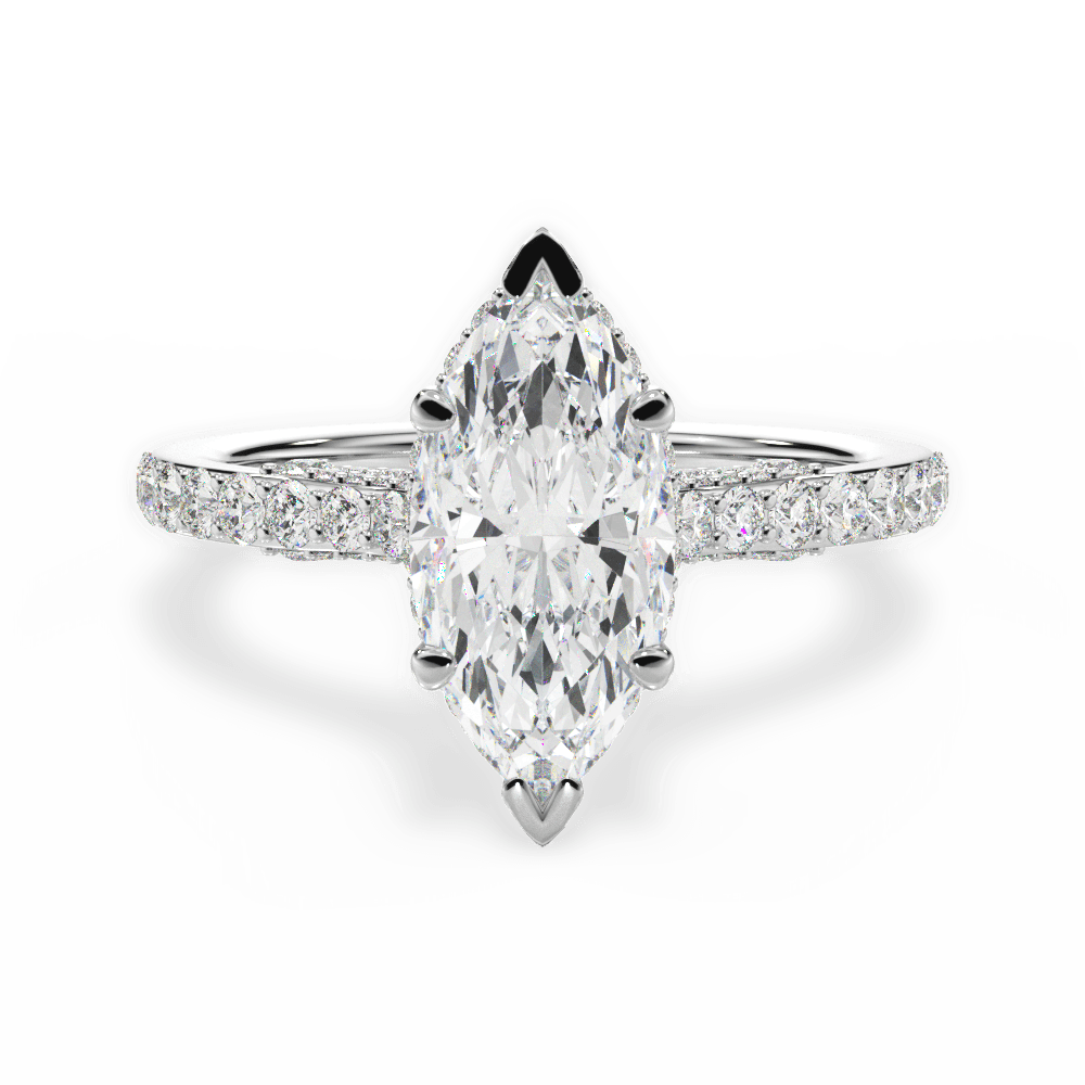 Laura Marquise Cut Lab Grown Diamond 14Kt White Gold Engagement Ring