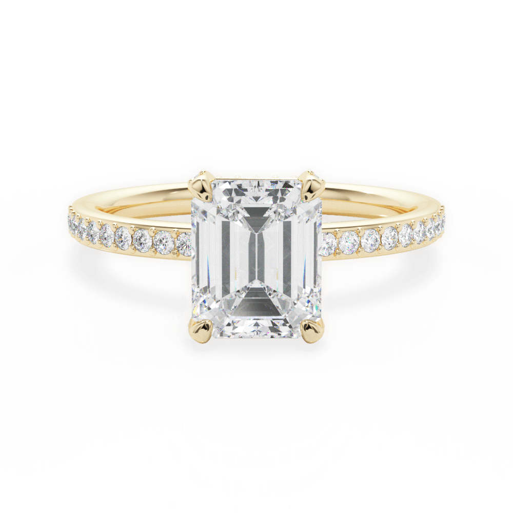 Janice Emerald Cut Lab Grown Diamond 18Kt Yellow Gold Engagement Ring