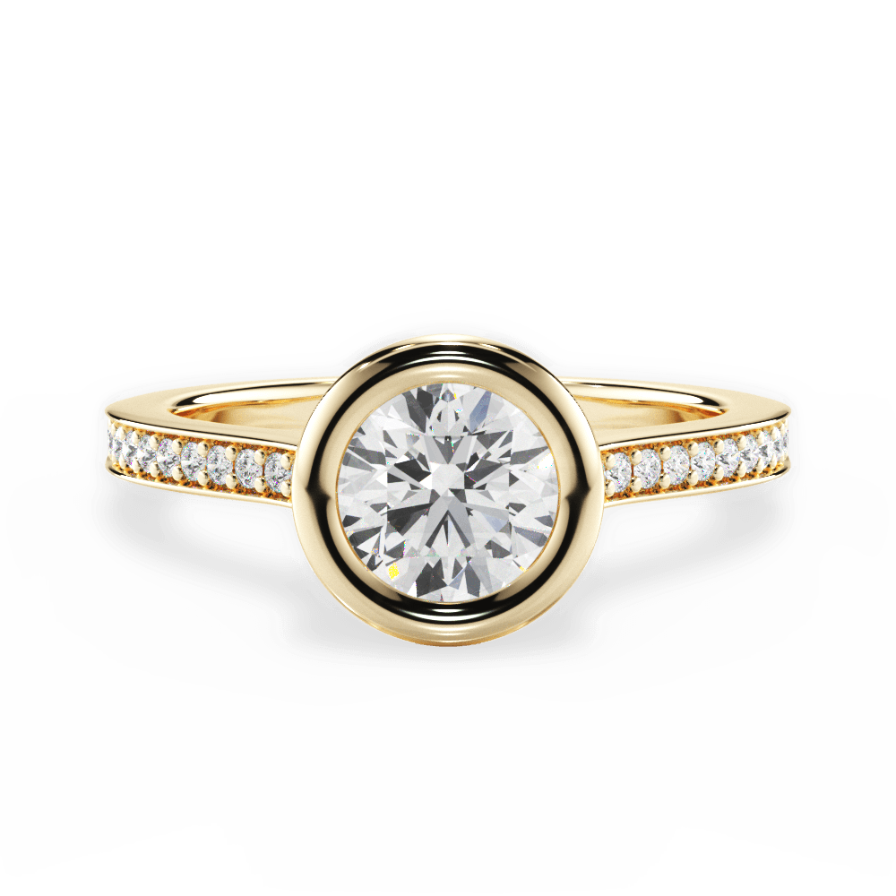 Deanna Round Cut Lab Grown Diamond 18Kt Yellow Gold Engagement Ring