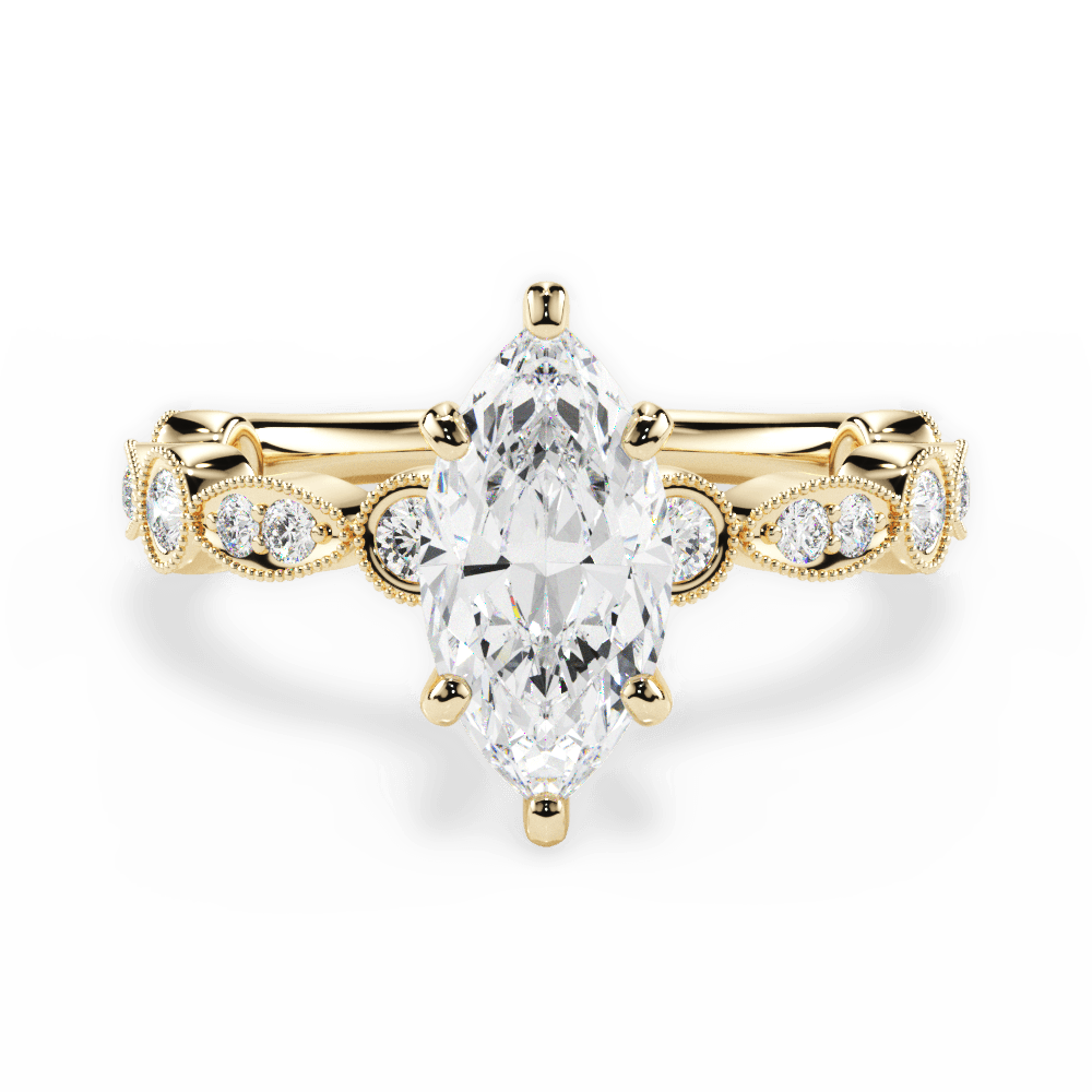 Edith Marquise Cut Lab Grown Diamond 18Kt Yellow Gold Engagement Ring