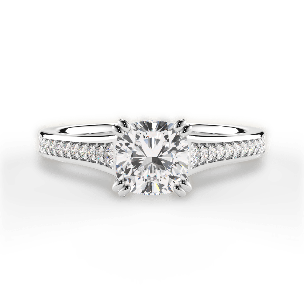Delia Cushion Cut Lab Grown Diamond 14Kt White Gold Engagement Ring