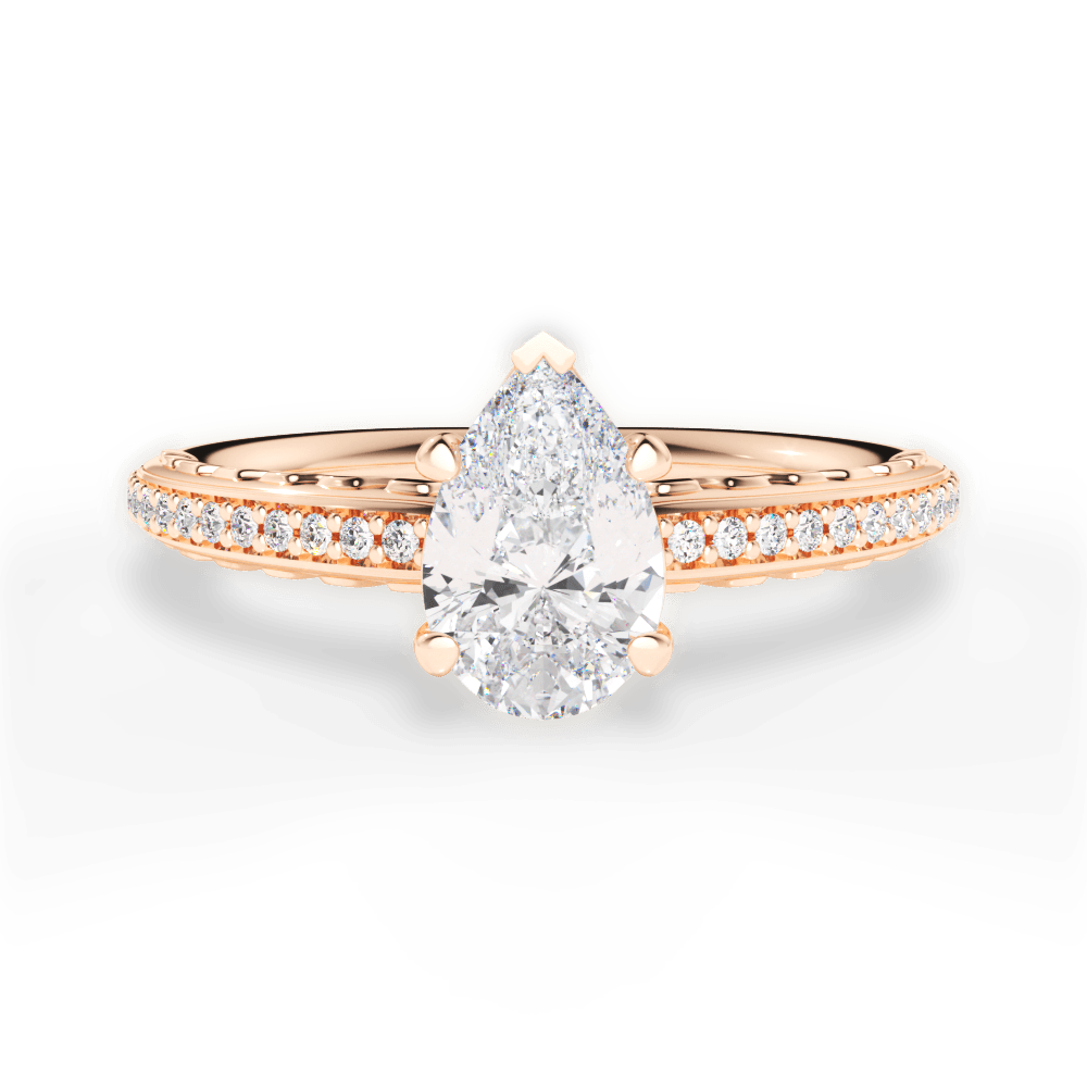 Caroline Pear Cut Lab Grown Diamond 18Kt Rose Gold Engagement Ring
