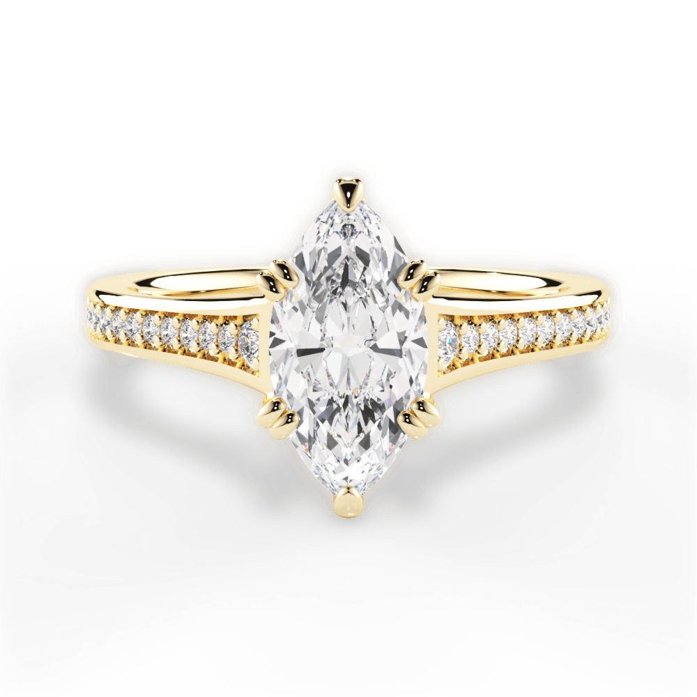 Delia Marquise Cut Lab Grown Diamond 18Kt Yellow Gold Engagement Ring