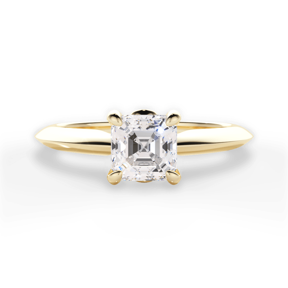 Diana Asscher Cut Lab Grown Diamond 18Kt Yellow Gold Engagement Ring