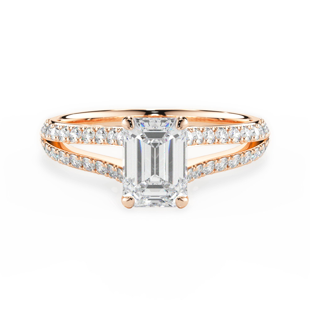 Kendra Emerald Cut Lab Grown Diamond 18Kt Rose Gold Engagement Ring