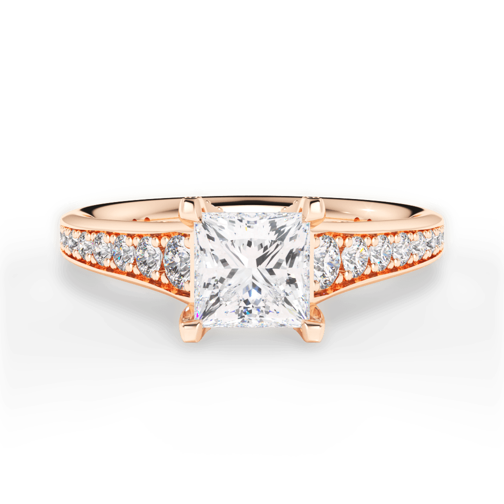 Leslie Princess Cut Lab Grown Diamond 18Kt Rose Gold Engagement Ring