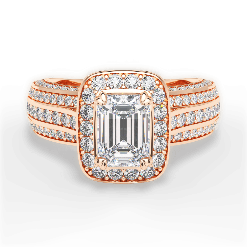 Madison Emerald Cut Lab Grown Diamond 18Kt Rose Gold Engagement Ring