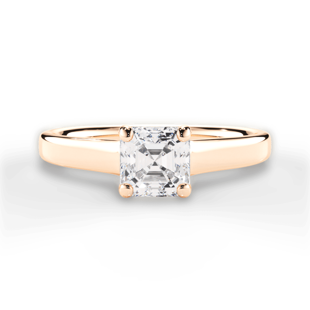 Ariana Asscher Cut Lab Grown Diamond 18Kt Rose Gold Engagement Ring