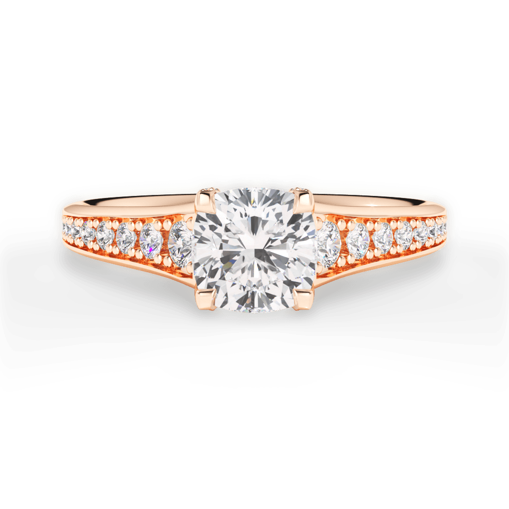 Leslie Cushion Cut Lab Grown Diamond 18Kt Rose Gold Engagement Ring